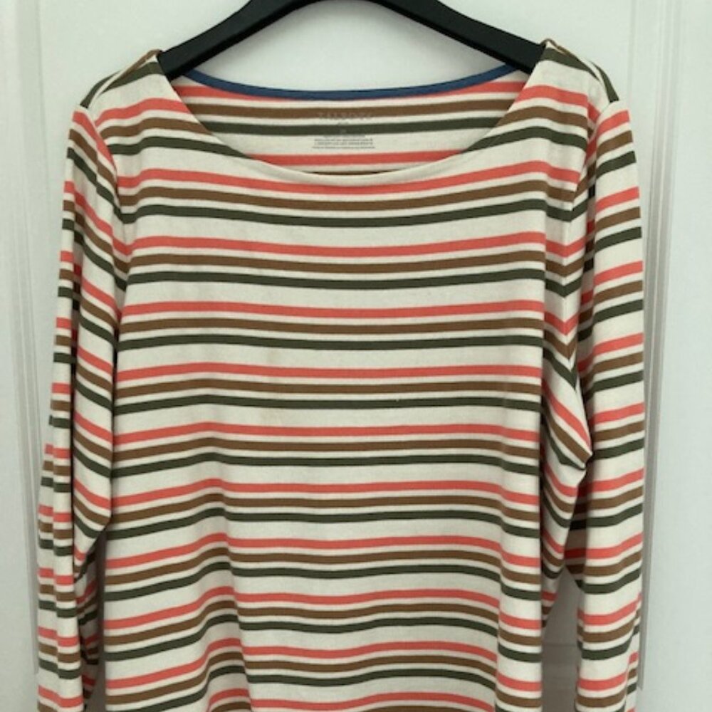 AUTHENTIC TALBOTS TEE - LA MER STRIPE  Size 2X